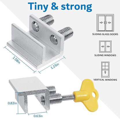 Sliding window locks - Horizontal & up/down - 4 sets silver V1188-MS101-01014-1