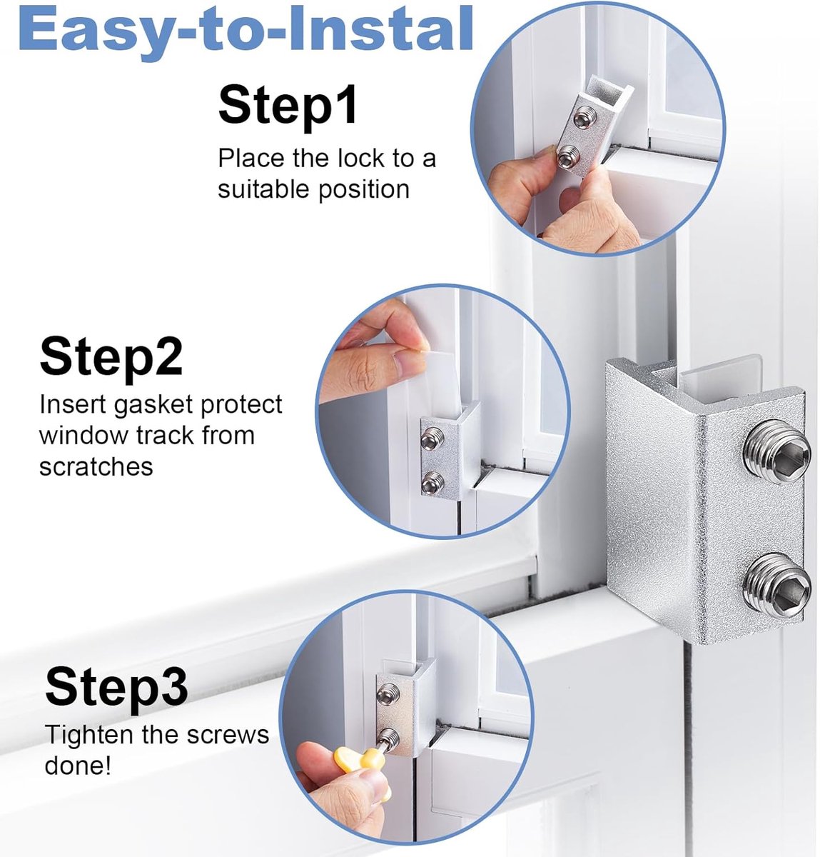 Sliding window locks - Horizontal & up/down - 4 sets silver V1188-MS101-01014-1