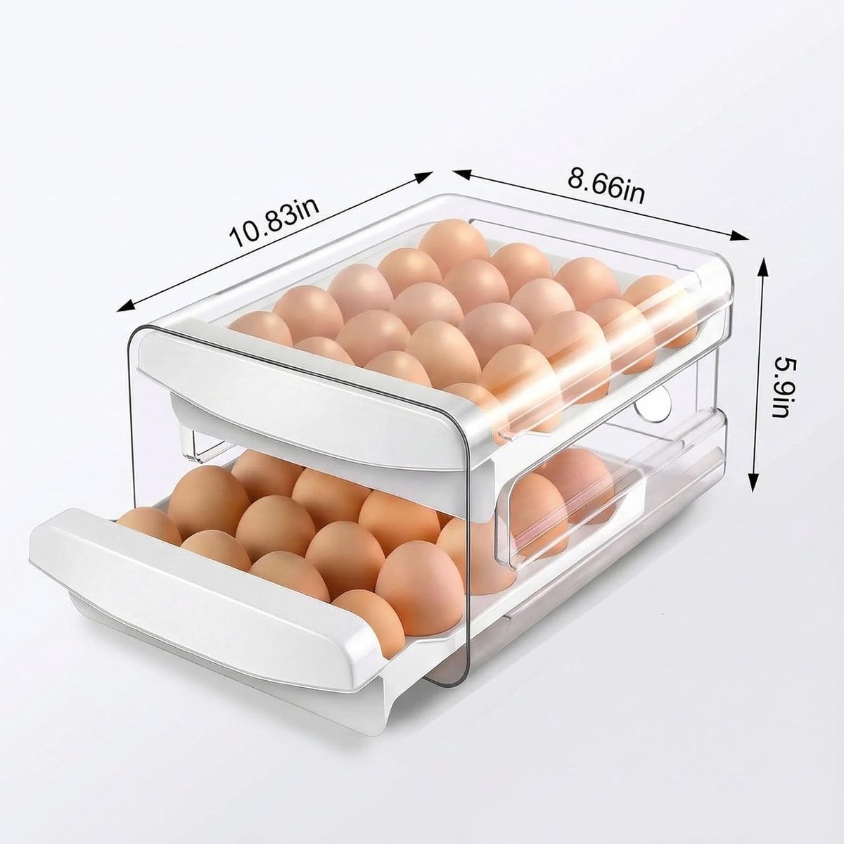 Egg carton - Egg storage box - Kitchen storage box - Double-layered, stackable - Suitable for 40 eggs - V1188-MS101-01016-1