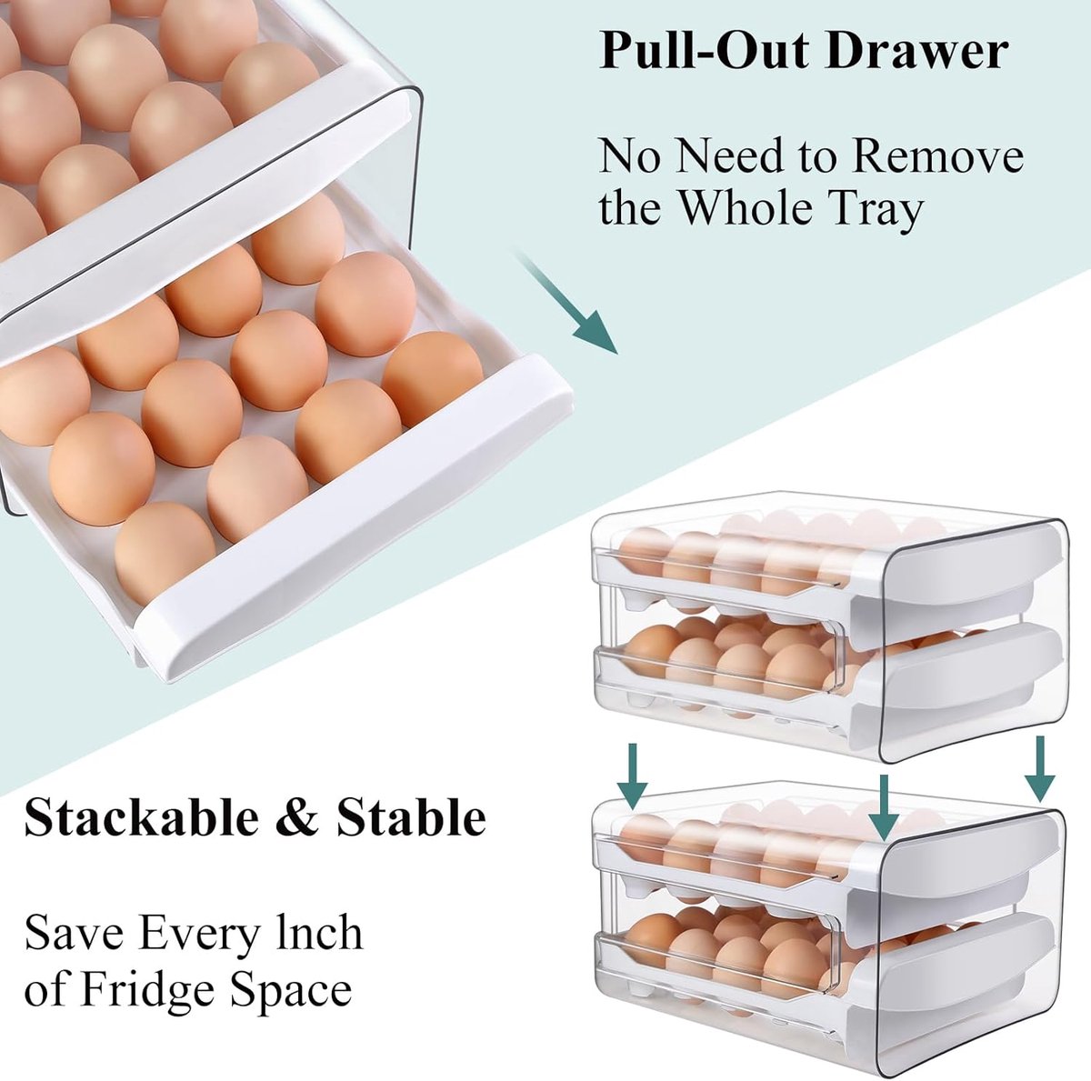 Egg carton - Egg storage box - Kitchen storage box - Double-layered, stackable - Suitable for 40 eggs - V1188-MS101-01016-1