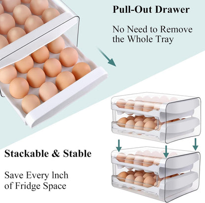 Egg carton - Egg storage box - Kitchen storage box - Double-layered, stackable - Suitable for 40 eggs - V1188-MS101-01016-1