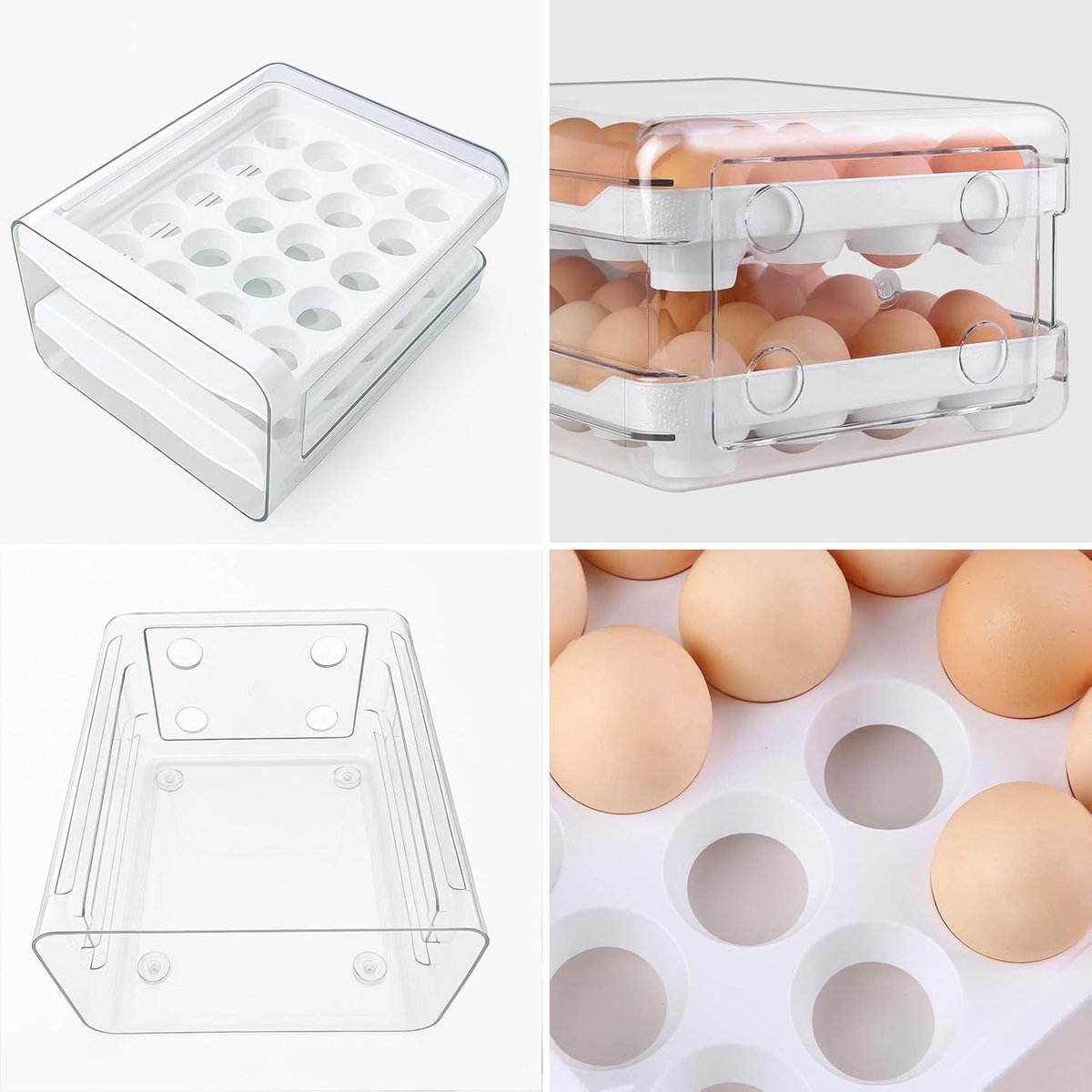 Egg carton - Egg storage box - Kitchen storage box - Double-layered, stackable - Suitable for 40 eggs - V1188-MS101-01016-1