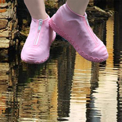 Waterproof shoe covers - reusable, foldable, non-slip rain shoe covers - with zipper - unisex - pink, size L V1188-MS101-01021-1