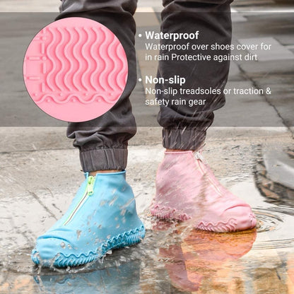 Waterproof shoe covers - reusable, foldable, non-slip rain shoe covers - with zipper - unisex - pink, size L V1188-MS101-01021-1