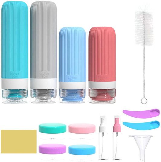 Travel Bottles with Case - Travel Accessories - Cosmetic Jars - Travel Bottles - Suitable for Toiletries - V1188-MS101-01023-1