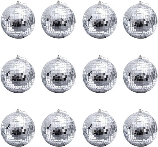 12 1.2-inch silver mirrored disco ball Christmas tree ornaments - suitable for family parties, Christmas V1188-MS101-01024-1