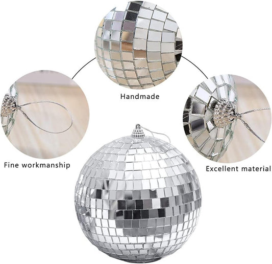12 1.2-inch silver mirrored disco ball Christmas tree ornaments - suitable for family parties, Christmas V1188-MS101-01024-1