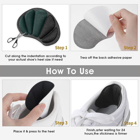 4-Pair Heel Sole - Anti-Slip Heel Sole for High Heels & Dress Shoes - Anti-Slip Heel - Self-Adhesive Heel V1188-MS101-01029-1