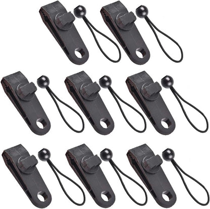 Tarp Clips & Bungee Cords 10-piece - Heavy Duty, for tents/banners (black) V1188-MS101-01030-1
