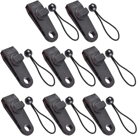 Tarp Clips & Bungee Cords 10-piece - Heavy Duty, for tents/banners (black) V1188-MS101-01030-1