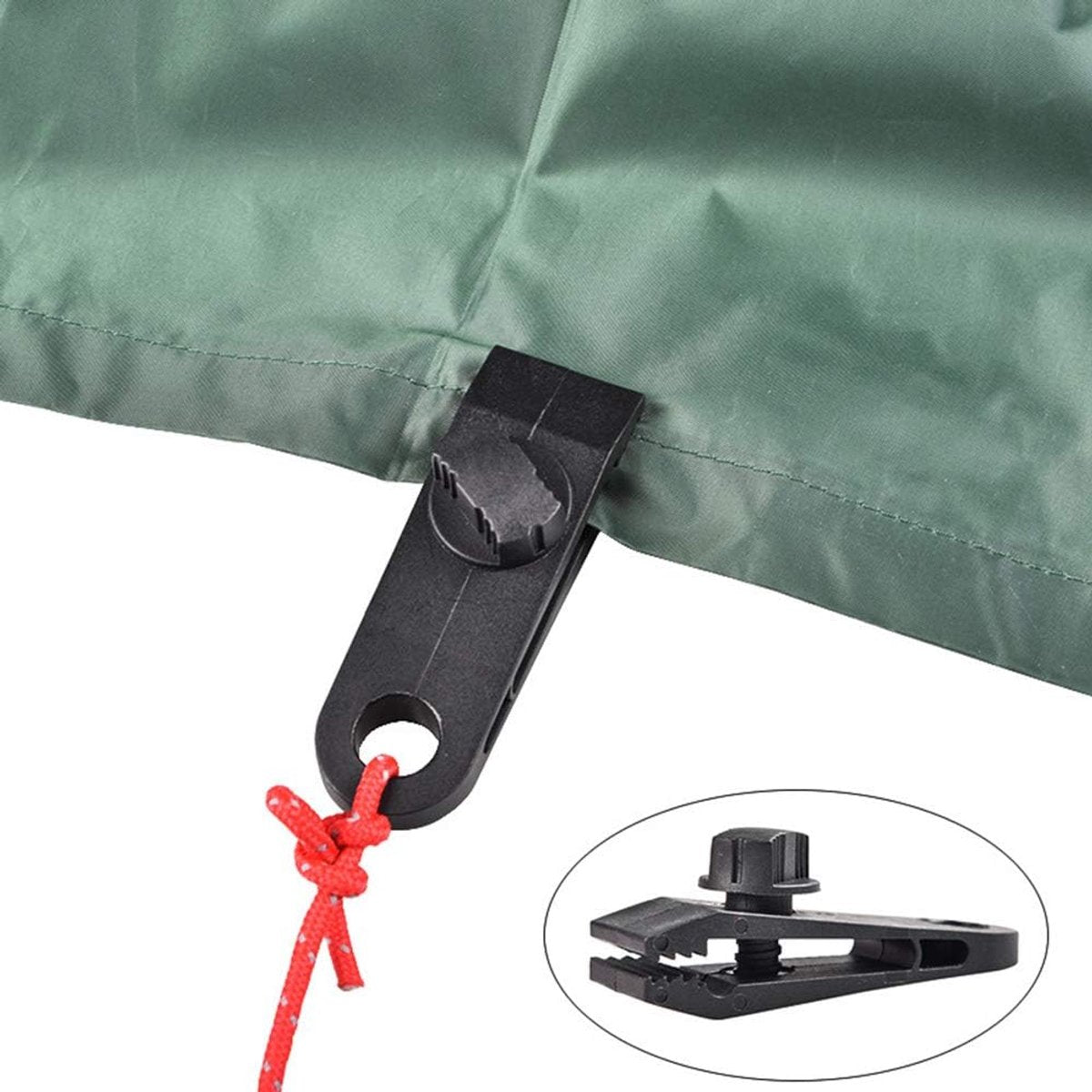 Tarp Clips & Bungee Cords 10-piece - Heavy Duty, for tents/banners (black) V1188-MS101-01030-1