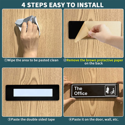 Acrylic Door Panel - Self-Adhesive, 3.2x9x0.2 inches, Black & White V1188-MS101-01031-1