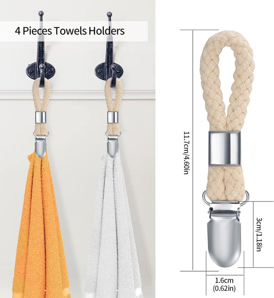 Towel clips - 4 towel clips - for hanging towels - towel clips with loops - towel clips - towel hooks - V1188-MS101-01033-1
