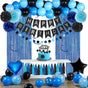 Blue-black birthday party decoration set - Banner & balloons V1188-MS101-01039-1