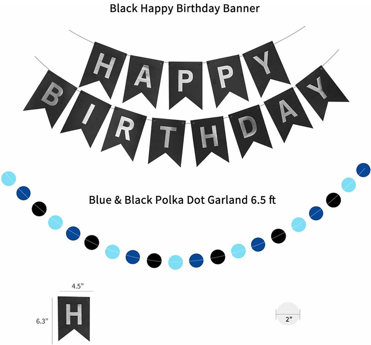 Blue-black birthday party decoration set - Banner & balloons V1188-MS101-01039-1