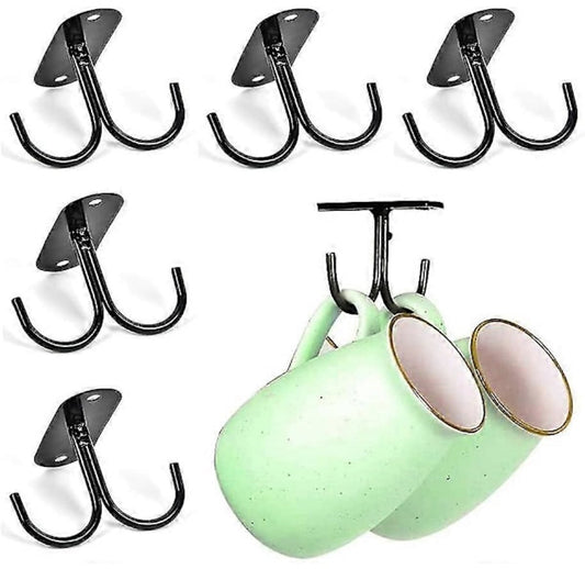 Mug holder with 6 hooks - Country style mug holder - Under-cabinet cup holder - With 12 hooks - For hanging V1188-MS101-01042-1