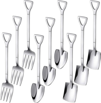 9-Piece Silver Dessert Cutlery Set - Stainless Steel - 3 Spatulas/3 Pointed Spoons/3 Spoons V1188-MS101-01052-1