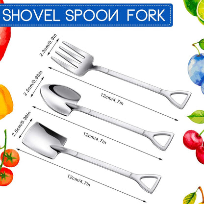 9-Piece Silver Dessert Cutlery Set - Stainless Steel - 3 Spatulas/3 Pointed Spoons/3 Spoons V1188-MS101-01052-1