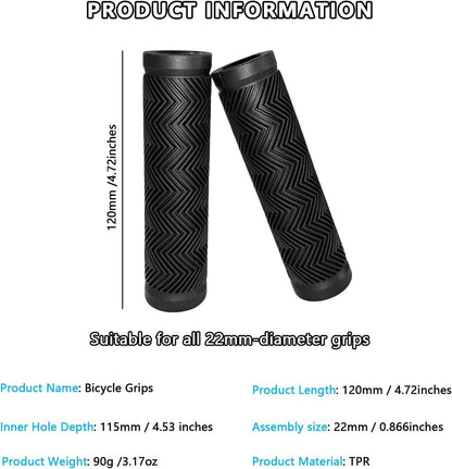Bicycle handlebar grips - 90 mm long - suitable for bicycles, mountain bikes, beach cruisers, scooters, and V1188-MS101-01053-1