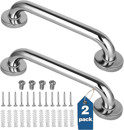 2 Pieces Bathroom Grab Bar 304 Stainless Steel - 30cm - 500lbs Load Capacity - For the Elderly V1188-MS101-01057-1