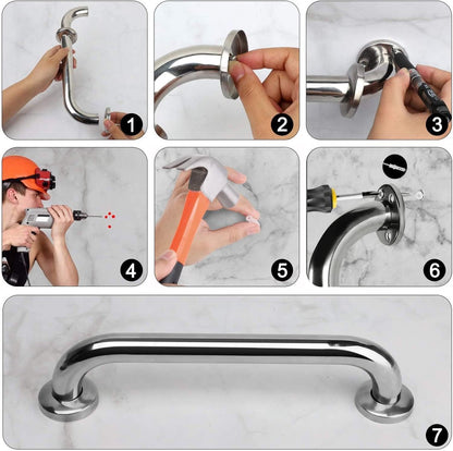 2 Pieces Bathroom Grab Bar 304 Stainless Steel - 30cm - 500lbs Load Capacity - For the Elderly V1188-MS101-01057-1