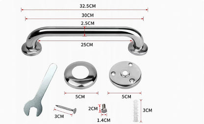 2 Pieces Bathroom Grab Bar 304 Stainless Steel - 30cm - 500lbs Load Capacity - For the Elderly V1188-MS101-01057-1