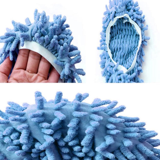 Shoe covers - 2 pairs of blue mop slippers - Microfiber cleaning mats for mopping - Soft and washable - V1188-MS101-01062-1