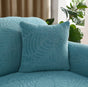 Waterproof cushion cover 45x45 - Set of 2 cushion covers - Bright blue jacquard leaf pattern V1188-MS101-01067-1