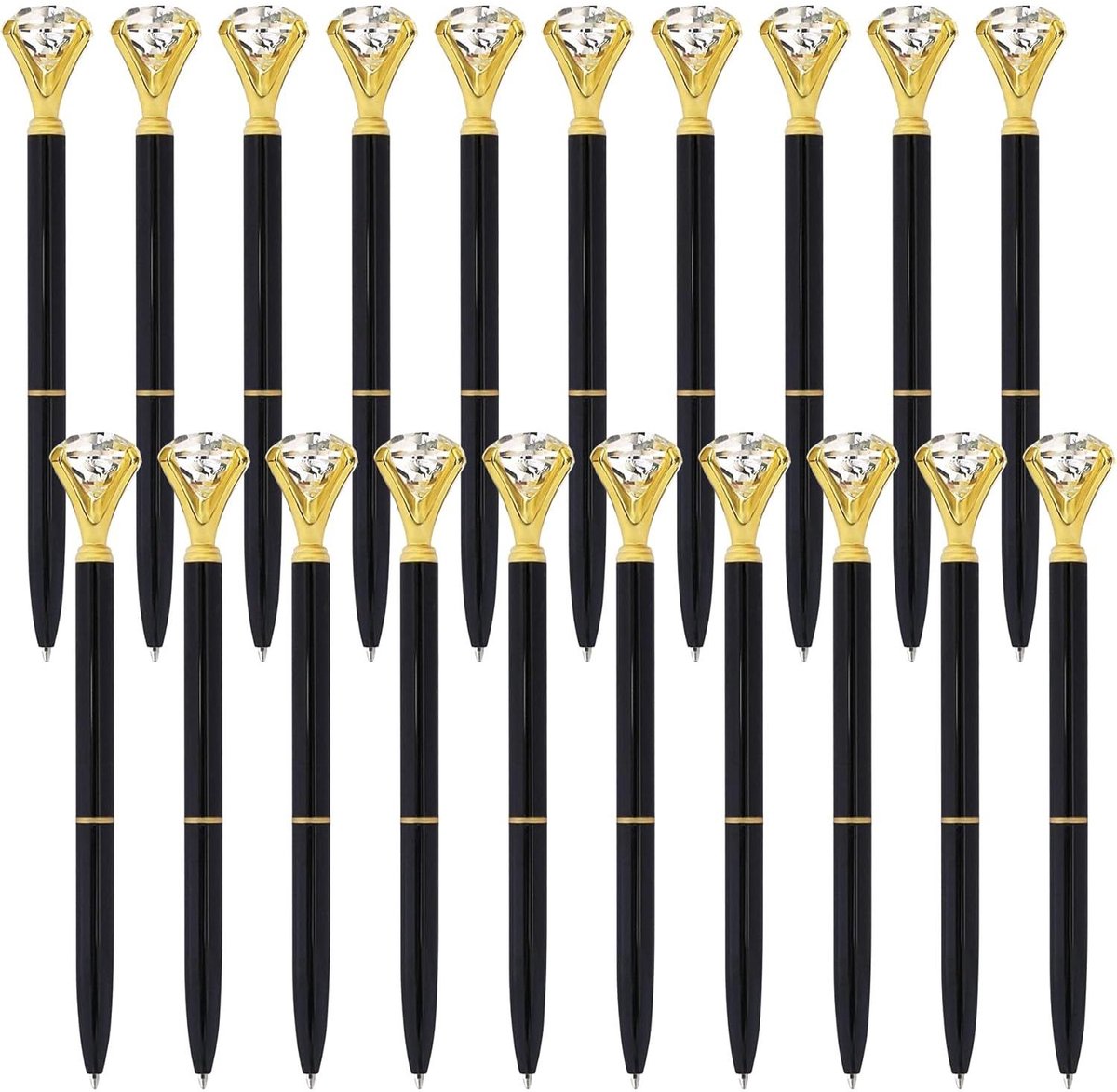 Ballpoint pen - 20 pieces - Metal casing - Black ink - Suitable for weddings, office occasions, etc. - Black V1188-MS101-01068-1