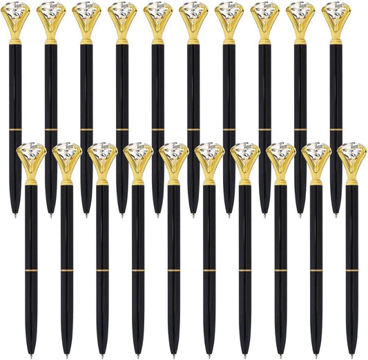 Ballpoint pen - 20 pieces - Metal casing - Black ink - Suitable for weddings, office occasions, etc. - Black V1188-MS101-01068-1