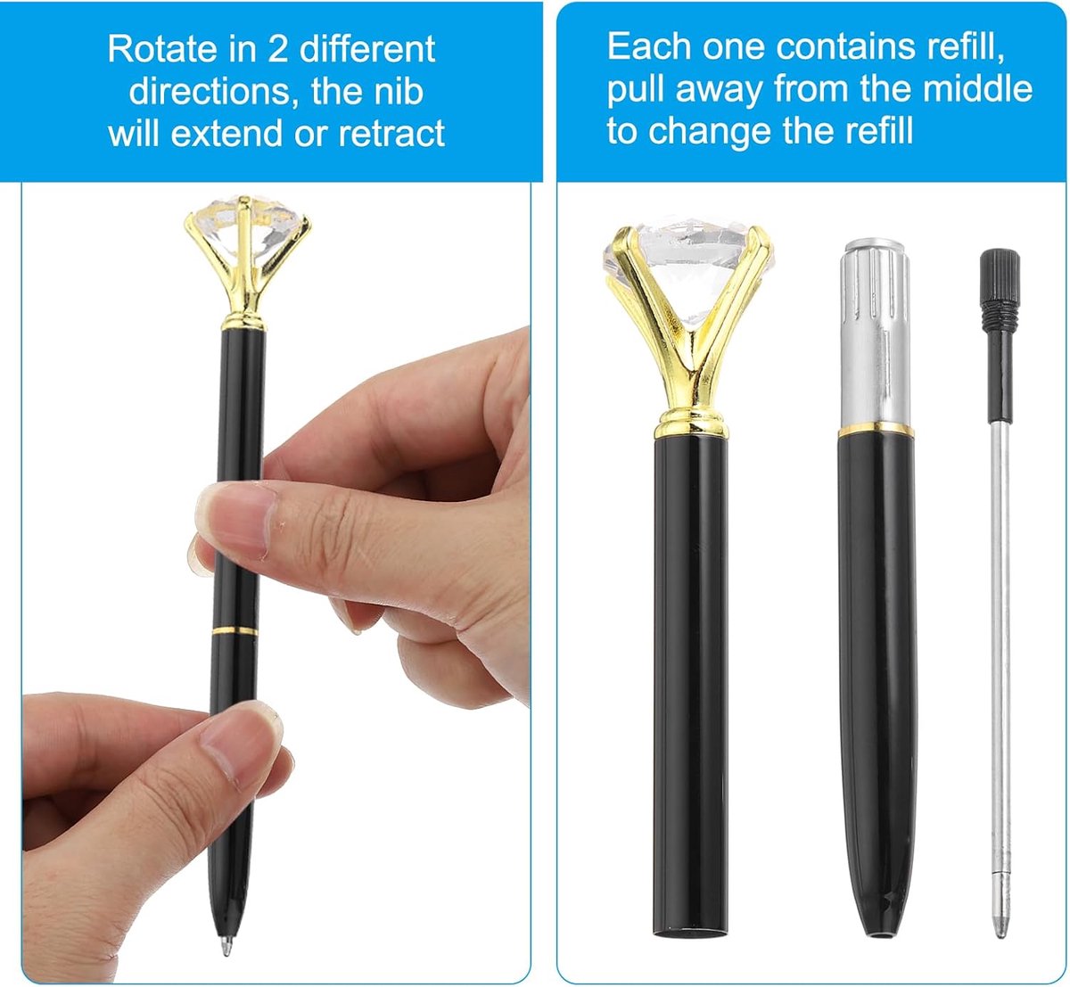 Ballpoint pen - 20 pieces - Metal casing - Black ink - Suitable for weddings, office occasions, etc. - Black V1188-MS101-01068-1