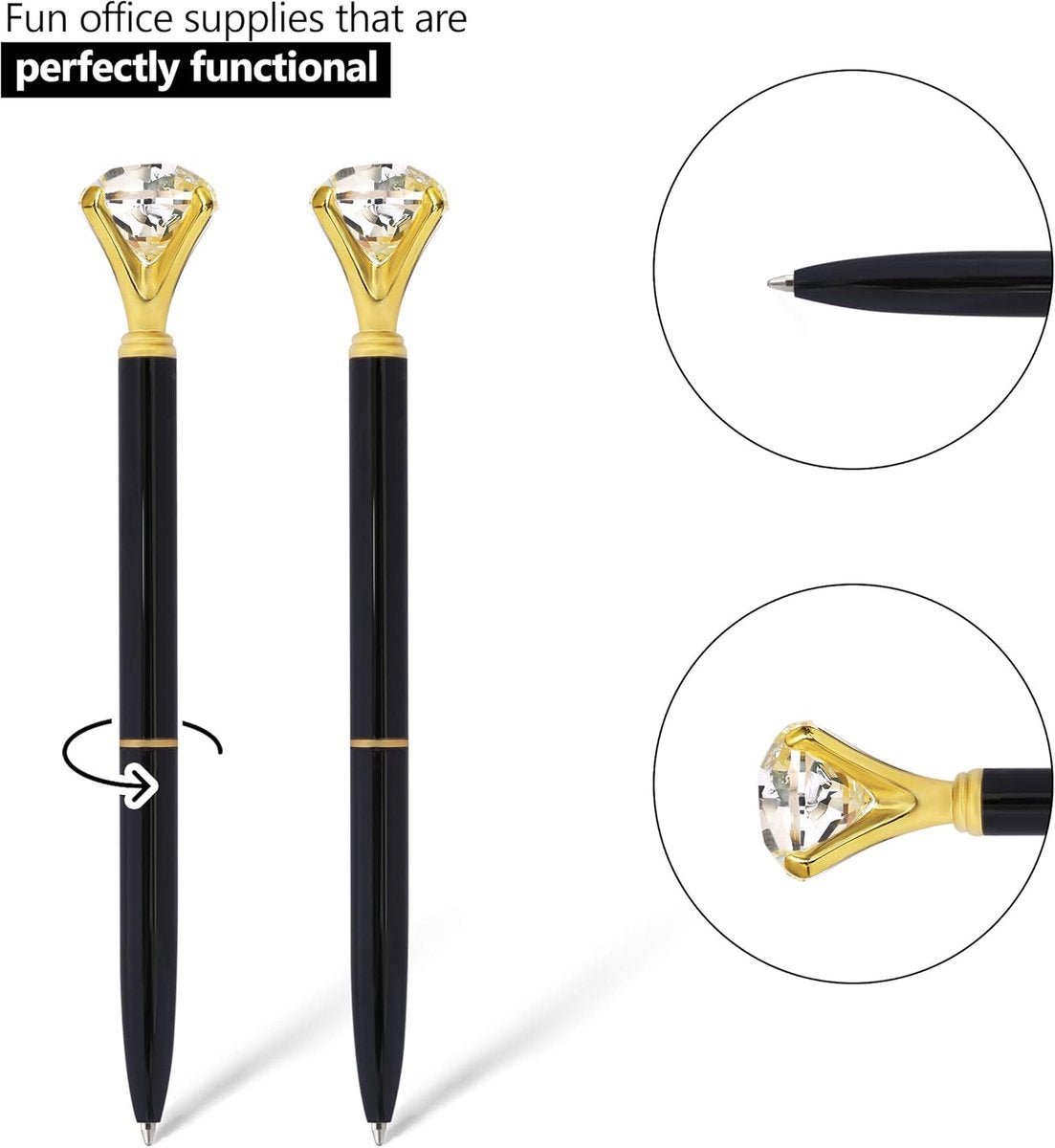 Ballpoint pen - 20 pieces - Metal casing - Black ink - Suitable for weddings, office occasions, etc. - Black V1188-MS101-01068-1