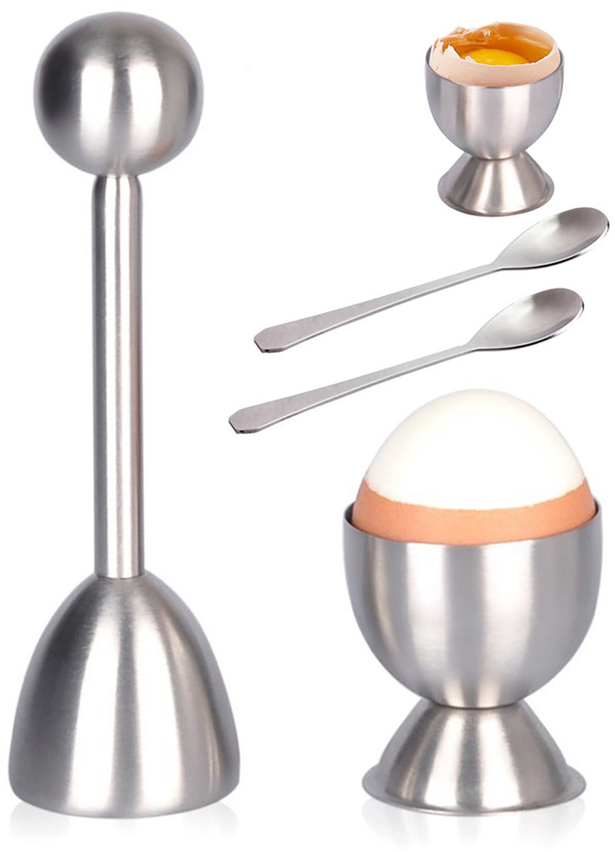 Egg Opener - Egg Separator - Eggshell Opener - Soft and Hard-Boiled Egg Separator - Includes 2 Egg Spoons, 2 V1188-MS101-01072-1