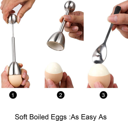 Egg Opener - Egg Separator - Eggshell Opener - Soft and Hard-Boiled Egg Separator - Includes 2 Egg Spoons, 2 V1188-MS101-01072-1