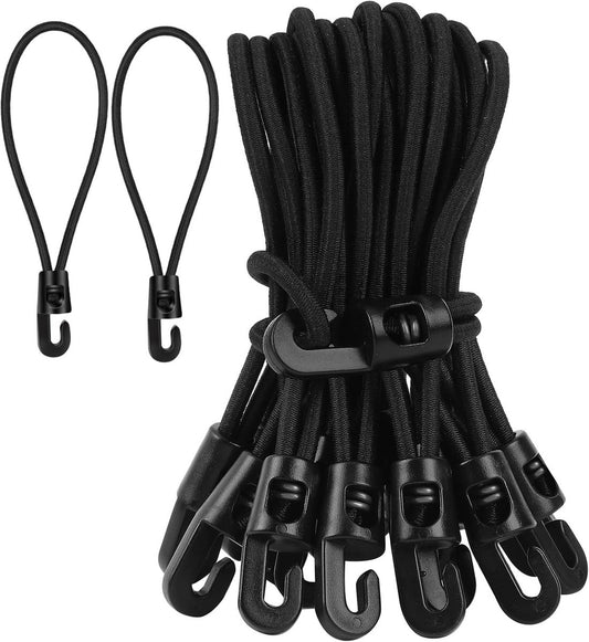 Elastic ropes with hooks - 20 pieces, 10 cm each - Multifunctional tarpaulin tensioner - Rubber tensioner - V1188-MS101-01075-1