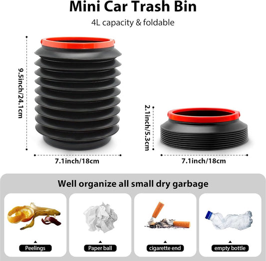 Foldable Car Trash Can - Leakproof Car Organizer and Storage Bag - 4L Multifunctional Car Trash Can - V1188-MS101-01076-1