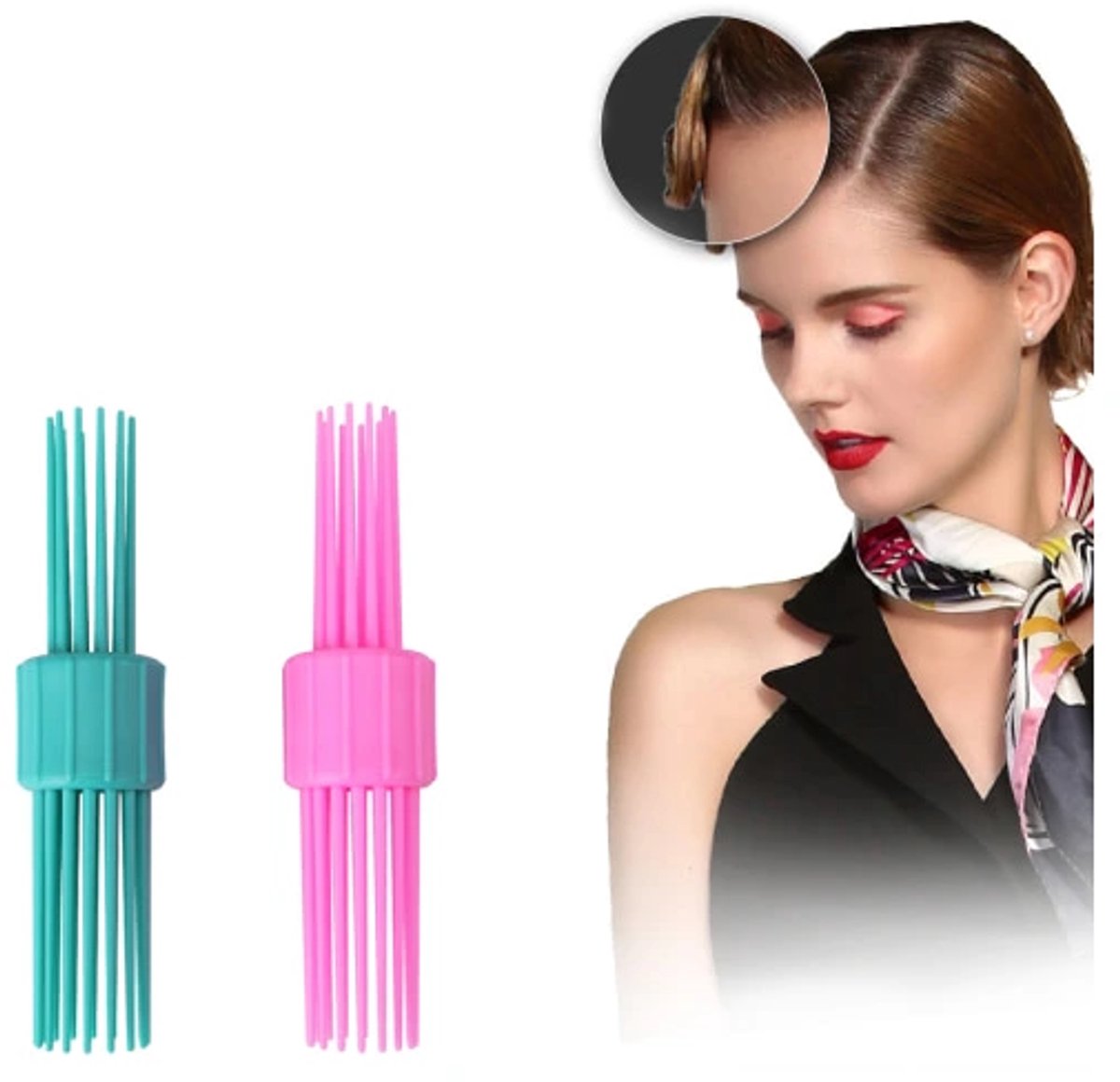 Hairdressing Tool 2-piece - Hair comb + roller curler V1188-MS101-01077-1