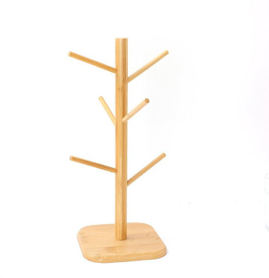 Bamboo Coffee Cup Tree - 6 Hooks - Space-saving - Stable - For Kitchen Table or Coffee Bar V1188-MS101-01079-1