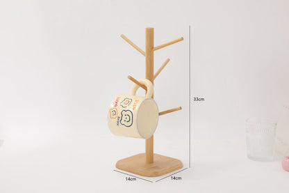 Bamboo Coffee Cup Tree - 6 Hooks - Space-saving - Stable - For Kitchen Table or Coffee Bar V1188-MS101-01079-1