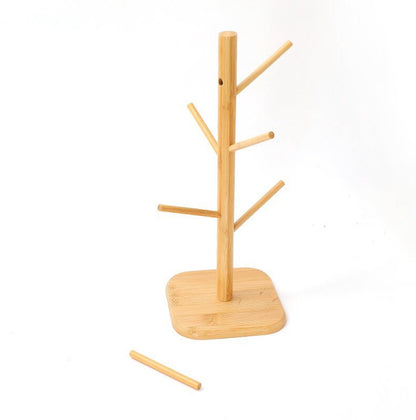 Bamboo Coffee Cup Tree - 6 Hooks - Space-saving - Stable - For Kitchen Table or Coffee Bar V1188-MS101-01079-1