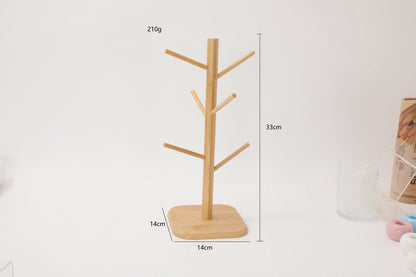 Bamboo Coffee Cup Tree - 6 Hooks - Space-saving - Stable - For Kitchen Table or Coffee Bar V1188-MS101-01079-1