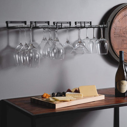 Pieces Wall Mount Goblet Holder - 30cm Black Wrought Iron - Heavy-Duty Wine Glass Holder V1188-MS101-01080-1