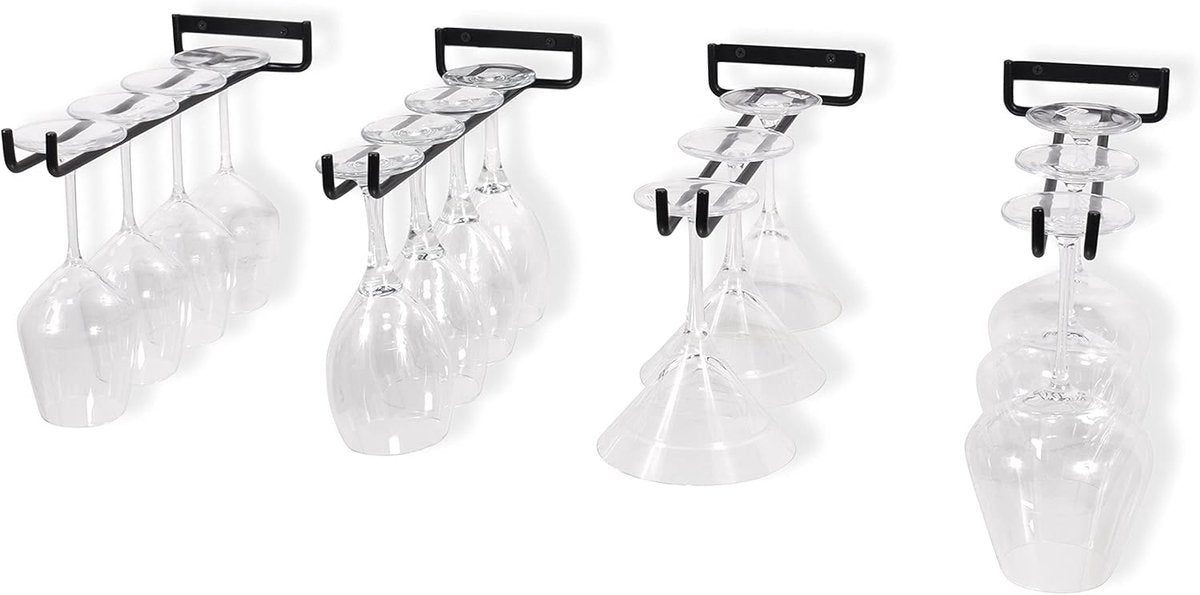 Pieces Wall Mount Goblet Holder - 30cm Black Wrought Iron - Heavy-Duty Wine Glass Holder V1188-MS101-01080-1