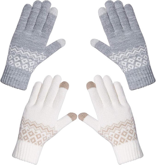 Gloves-men's gloves Women's winter gloves - Snowflake print Warm touchscreen gloves - Unisex - Reusable V1188-MS101-01081-1