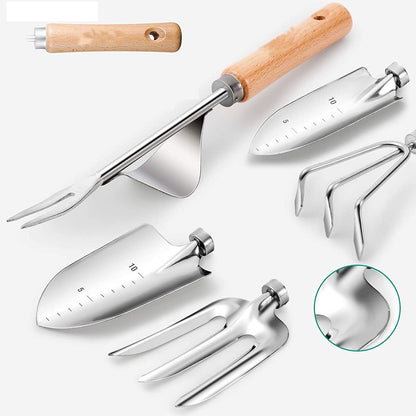 9-piece Garden Set - Stainless steel, wooden handles & watering can V1188-MS101-01082-1