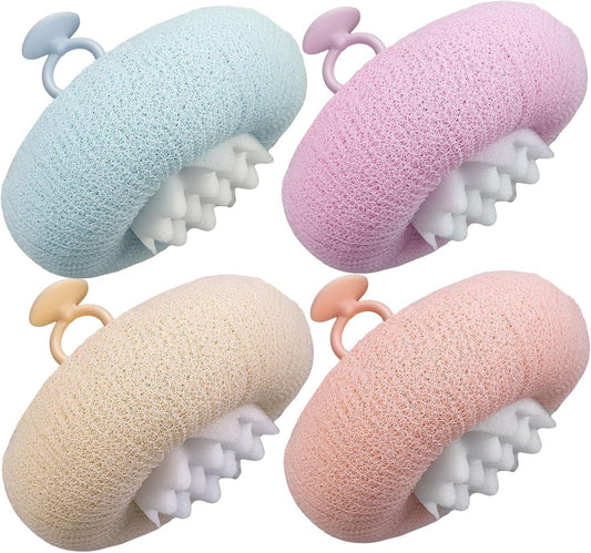 Cleaning Brush - 4-pack Newly improved 2-in-1 Sunflower Bath Ball - Ultra-soft Bath Sponge Cleaning Brush - V1188-MS101-01084-1