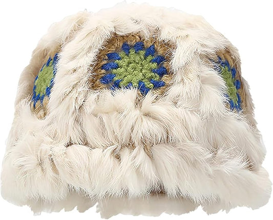 Soft plush fisherman's hat for winter - a cute and stylish warm sun hat for outdoors - suitable for ladies. V1188-MS101-01088-1
