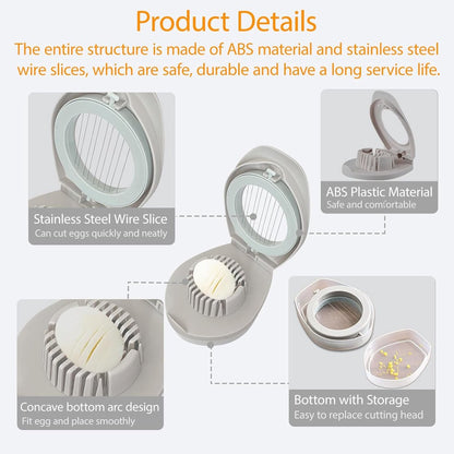Egg slicer - stainless steel egg slicer - Suitable for slicing eggs - Multifunctional egg slicer - Comes with V1188-MS101-01090-1