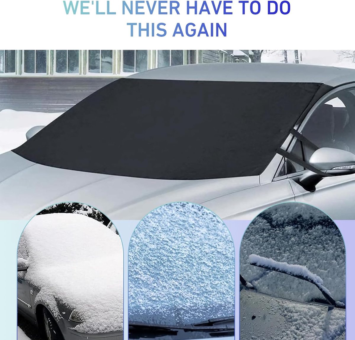Car Window Protection - Windproof and Snowproof - 600D Oxford Fabric Windscreen Protection - Universal Type - V1188-MS101-01094-1