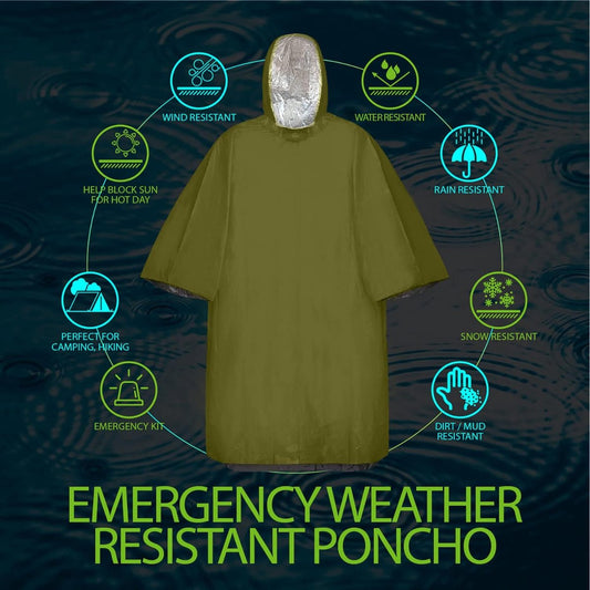 4 pieces - Waterproof survival blanket - Emergency blanket - 125cm*100cm - Reversible - with Hood - V1188-MS101-01098-1